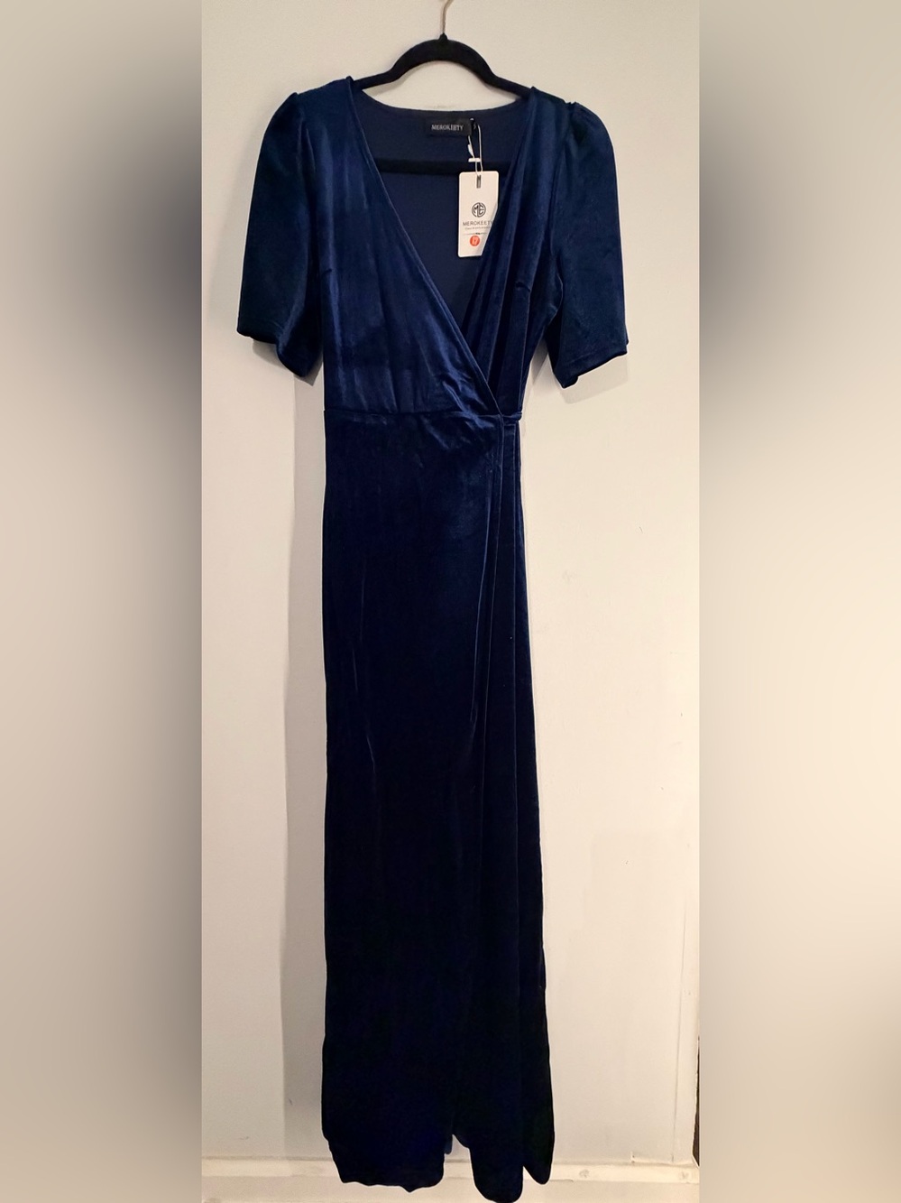 NWT Navy Velvet Wrap Maxi Dress SIZE M